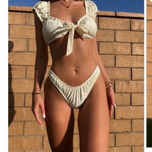 Cream Ruffled Bikini Set